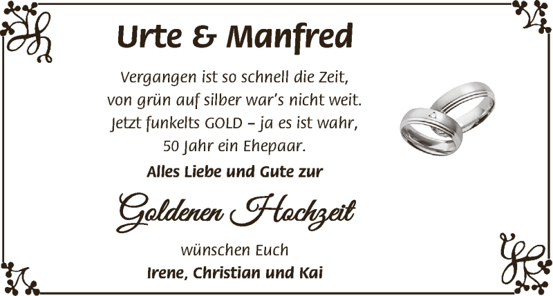 Hochzeitsanzeige von Urte  von WESER-KURIER