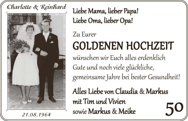 Hochzeitsanzeige von Charlotte  von WESER-KURIER