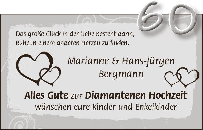 Hochzeitsanzeige von Marianne Bergmann von WESER-KURIER