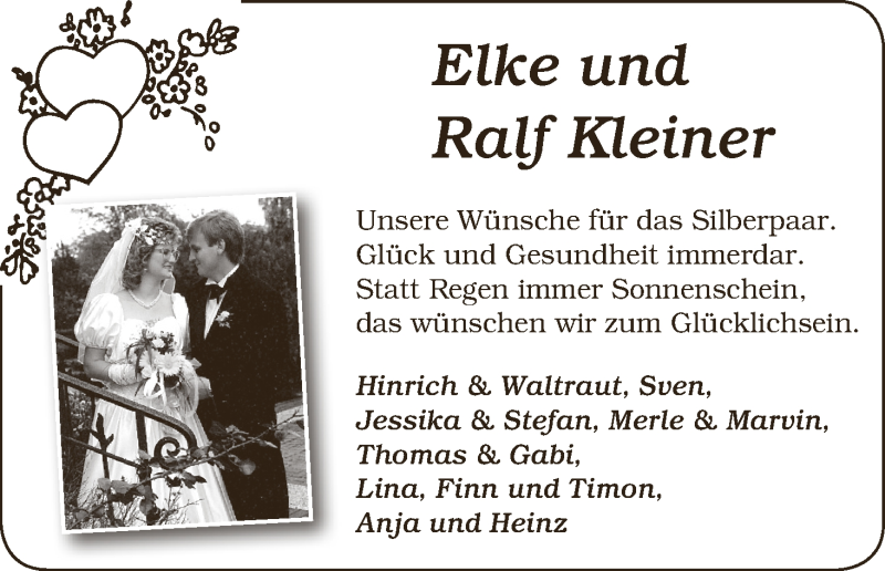 Hochzeitsanzeige von Elke Kleiner von WESER-KURIER