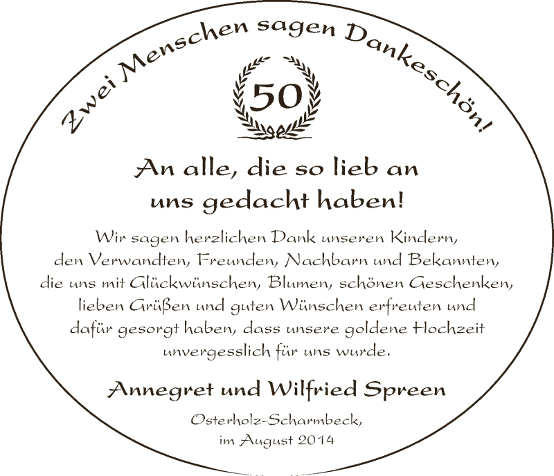 Hochzeitsanzeige von Annegret Spreen von WESER-KURIER