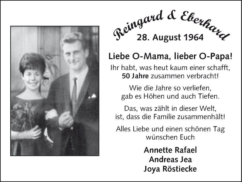 Hochzeitsanzeige von Reingard  von WESER-KURIER