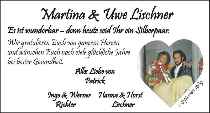 Hochzeitsanzeige von Martina Lischner von WESER-KURIER