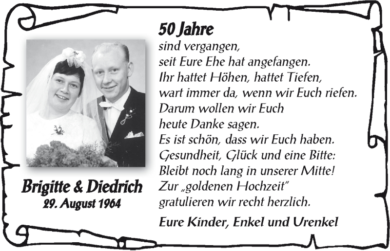 Hochzeitsanzeige von Brigitte  von WESER-KURIER