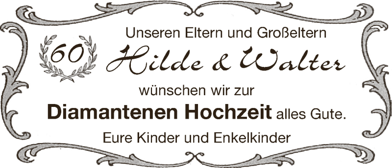 Hochzeitsanzeige von Hilde  von WESER-KURIER