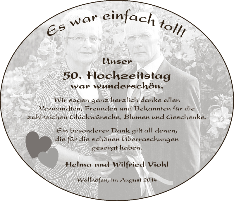Hochzeitsanzeige von Helma Viohl von WESER-KURIER