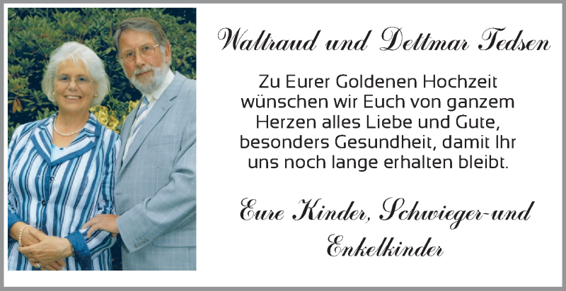 Hochzeitsanzeige von Waltraud  Tedsen von WESER-KURIER