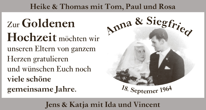 Hochzeitsanzeige von Anna  von WESER-KURIER
