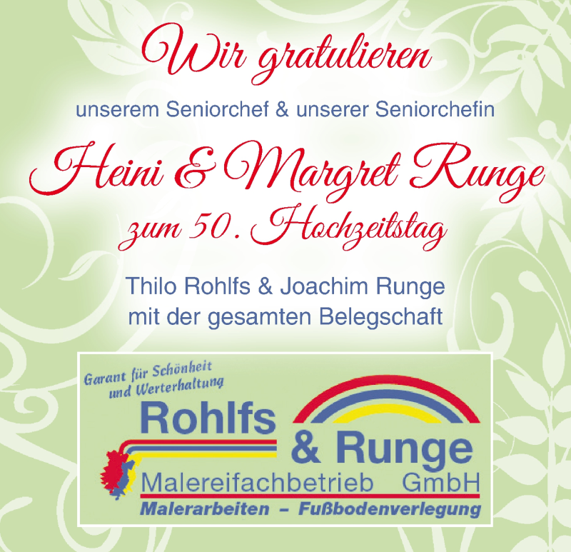 Hochzeitsanzeige von Magret Runge von WESER-KURIER