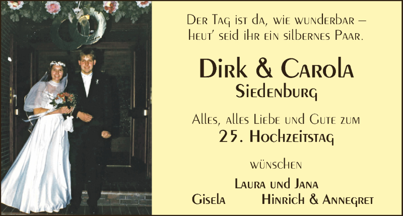 Hochzeitsanzeige von Dirk Siedenburg von WESER-KURIER