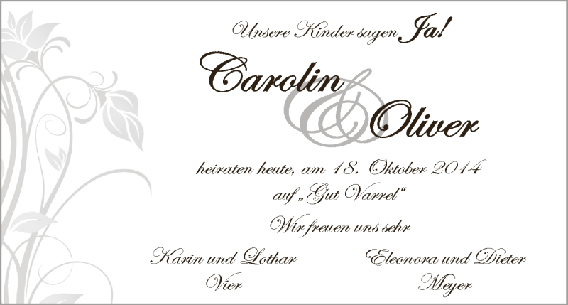 Hochzeitsanzeige von Carolin  von WESER-KURIER