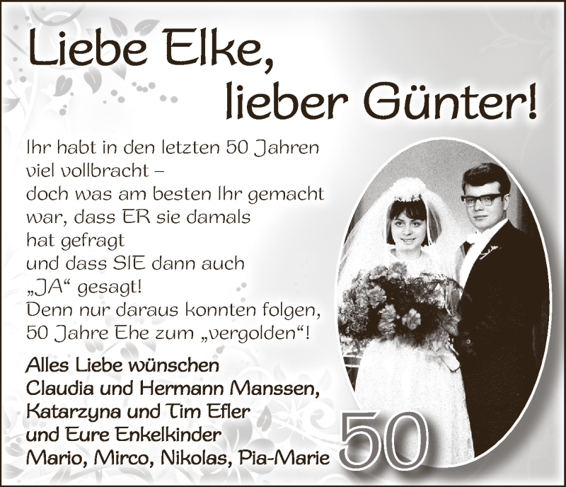 Hochzeitsanzeige von Elke  von WESER-KURIER