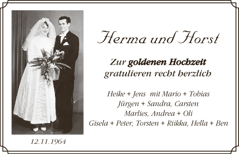 Hochzeitsanzeige von Herma  von WESER-KURIER