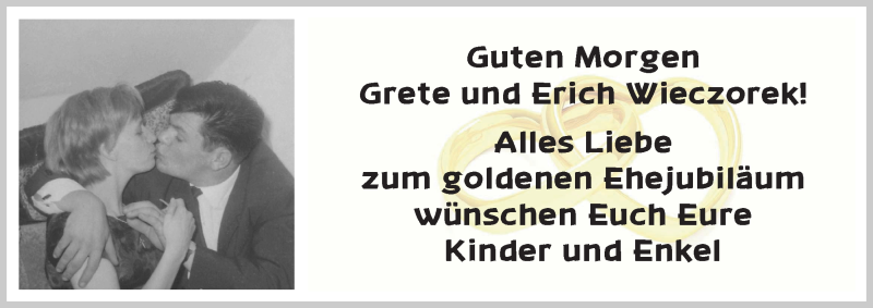 Hochzeitsanzeige von Grete Wieczorek von WESER-KURIER