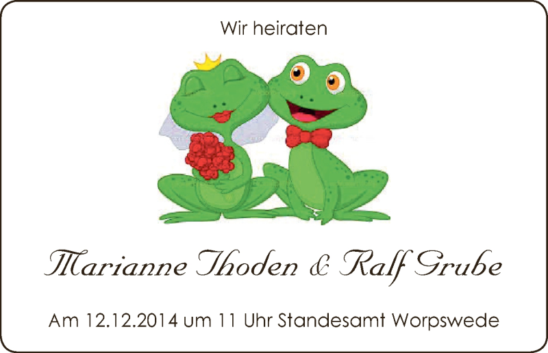 Hochzeitsanzeige von Marianne Thoden von WESER-KURIER