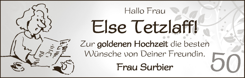 Hochzeitsanzeige von Else Tetzlaff von WESER-KURIER