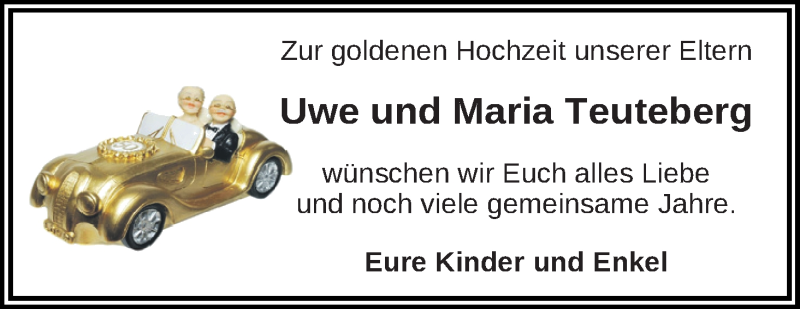 Hochzeitsanzeige von Uwe Teuteberg von WESER-KURIER