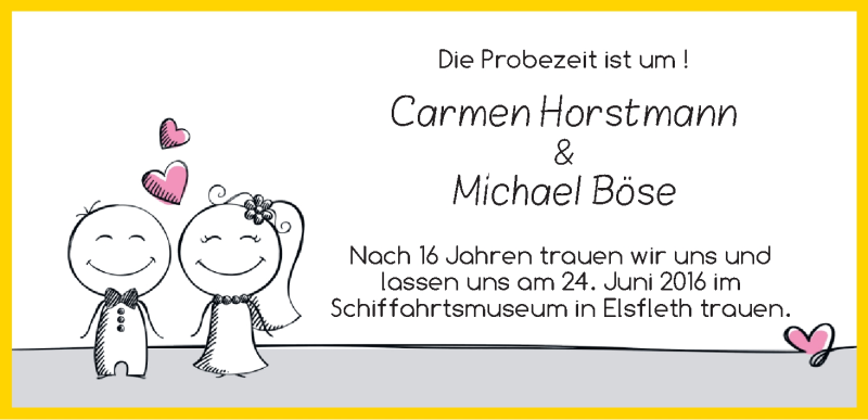 Hochzeitsanzeige von Carmen Horstmann von WESER-KURIER