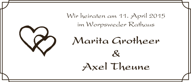 Hochzeitsanzeige von Marita Grotheer von WESER-KURIER