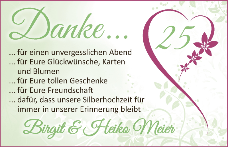 Hochzeitsanzeige von Birgit Meier von Wuemme Zeitung