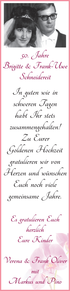 Hochzeitsanzeige von Brigitte Schneidereit von WESER-KURIER