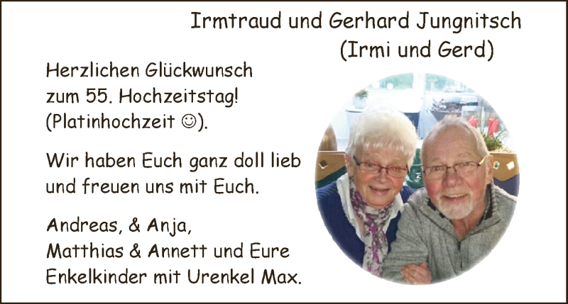 Hochzeitsanzeige von Irmi Jungnitsch von WESER-KURIER