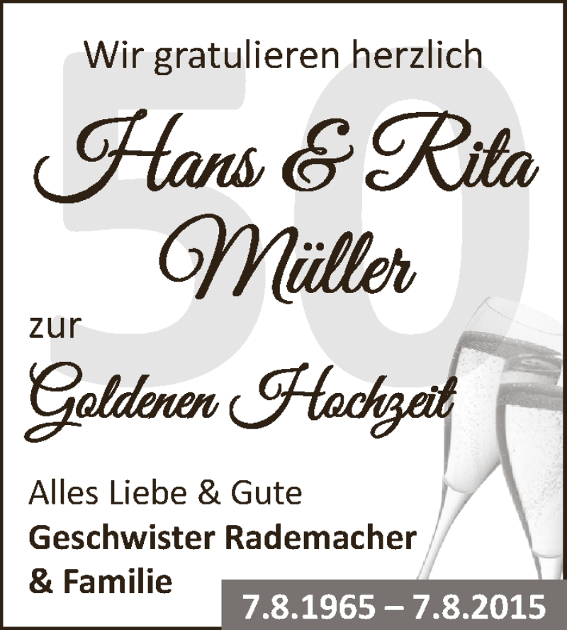 Hochzeitsanzeige von Hans Müller von WESER-KURIER