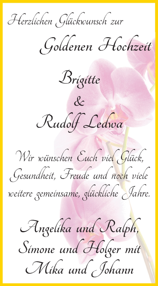 Hochzeitsanzeige von Brigitte Ledwa von WESER-KURIER