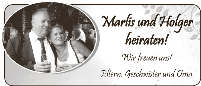 Hochzeitsanzeige von Marlis  von WESER-KURIER