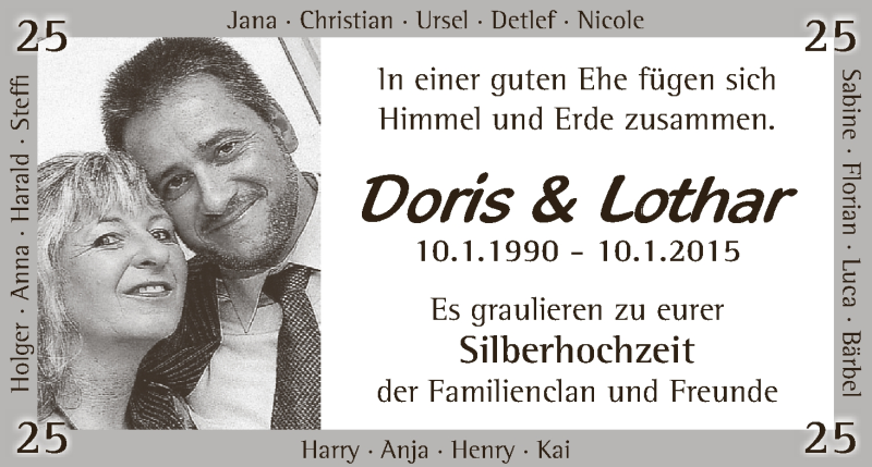 Hochzeitsanzeige von Doris  von WESER-KURIER