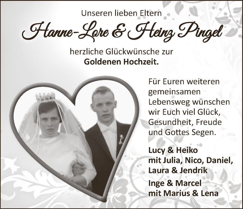 Hochzeitsanzeige von Hanne-Lore Pingel von WESER-KURIER