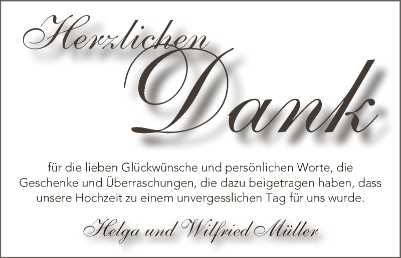 Hochzeitsanzeige von Helga Müller von WESER-KURIER