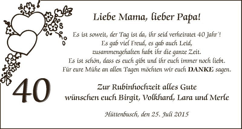 Hochzeitsanzeige von Mama  von Wuemme Zeitung