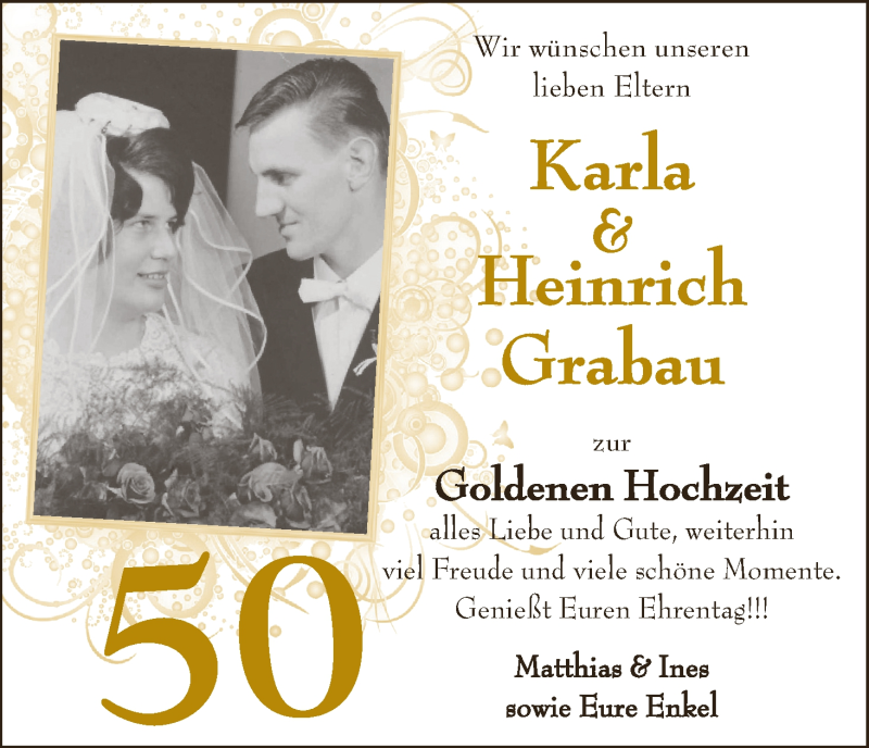 Hochzeitsanzeige von Karla Grabau von Wuemme Zeitung