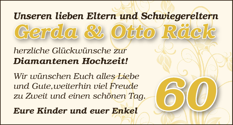 Hochzeitsanzeige von Gerda  Räck von WESER-KURIER