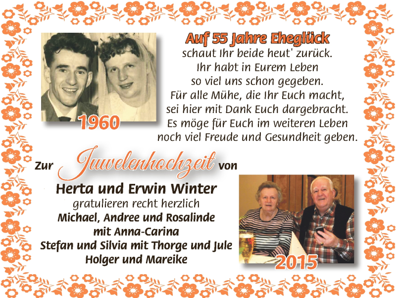 Hochzeitsanzeige von Herta Winter von WESER-KURIER