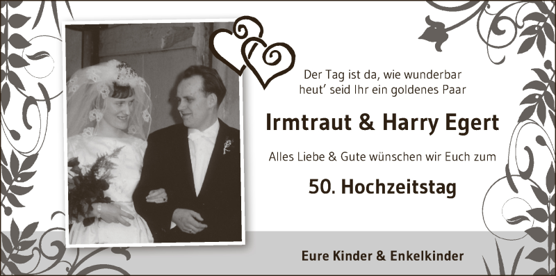 Hochzeitsanzeige von Irmtraut Egert von Wuemme Zeitung