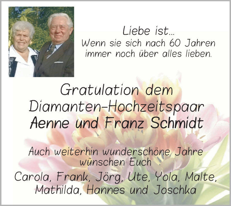 Hochzeitsanzeige von Aenne  Franz von WESER-KURIER