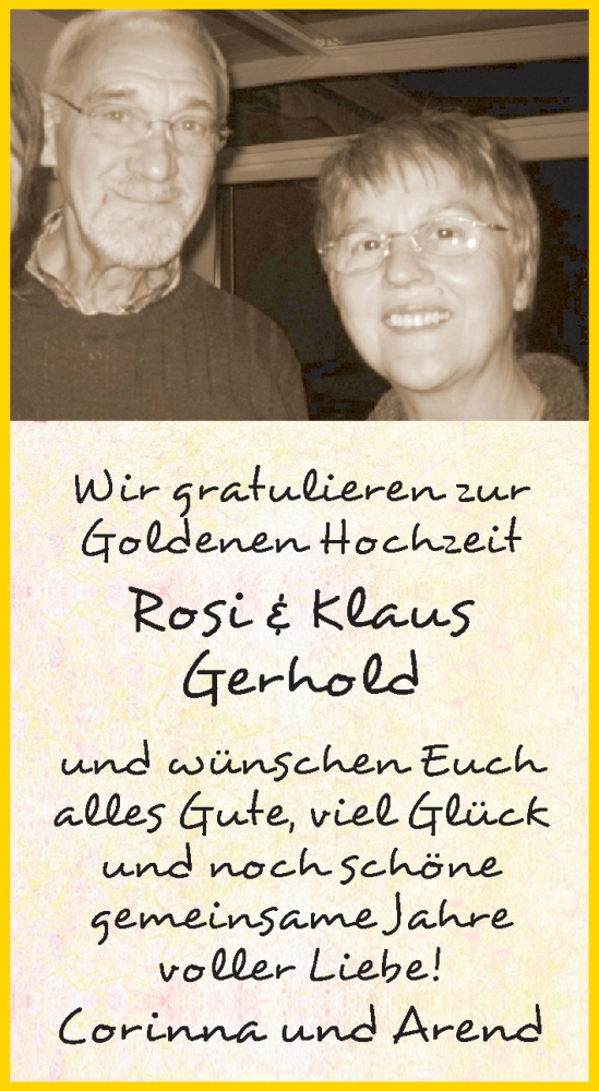 Hochzeitsanzeige von Rosi Gerhold von WESER-KURIER
