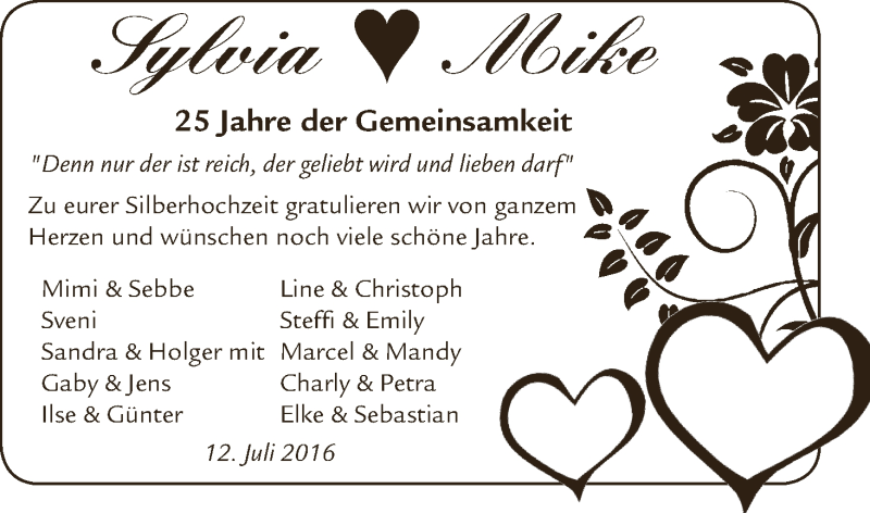 Hochzeitsanzeige von Sylvia  von Osterholzer Kreisblatt