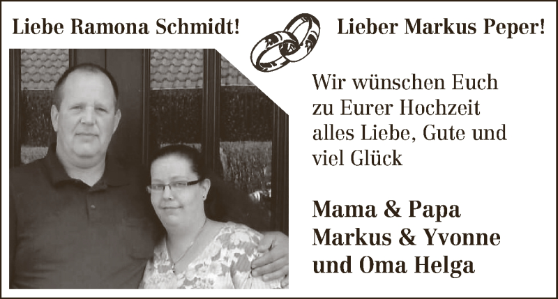 Hochzeitsanzeige von Ramona Schmidt von WESER-KURIER
