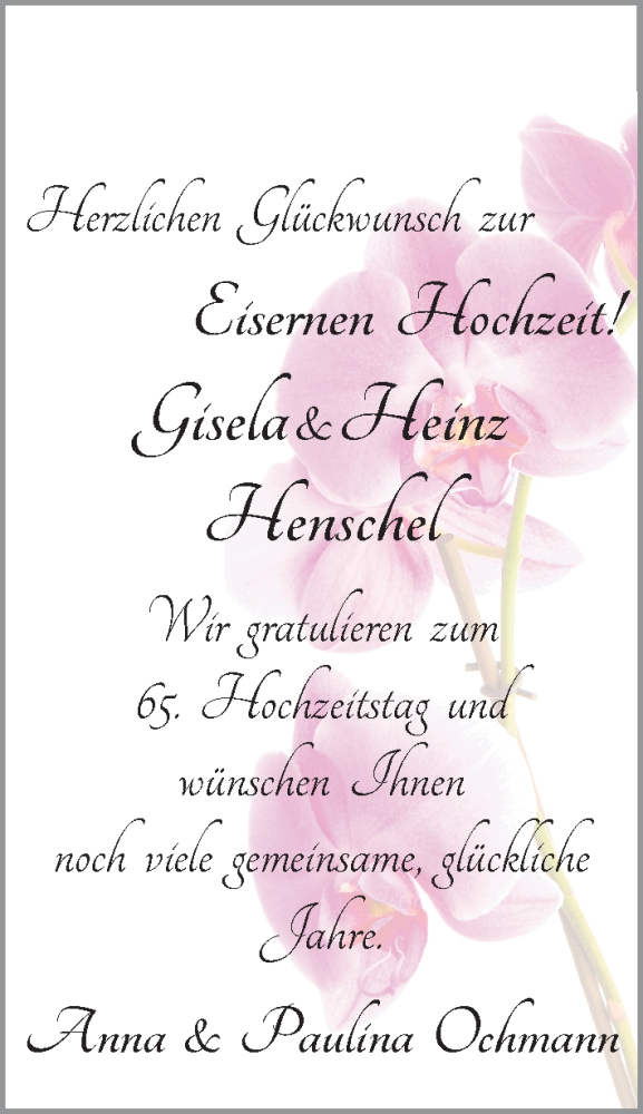 Hochzeitsanzeige von Gisela Henschel von WESER-KURIER