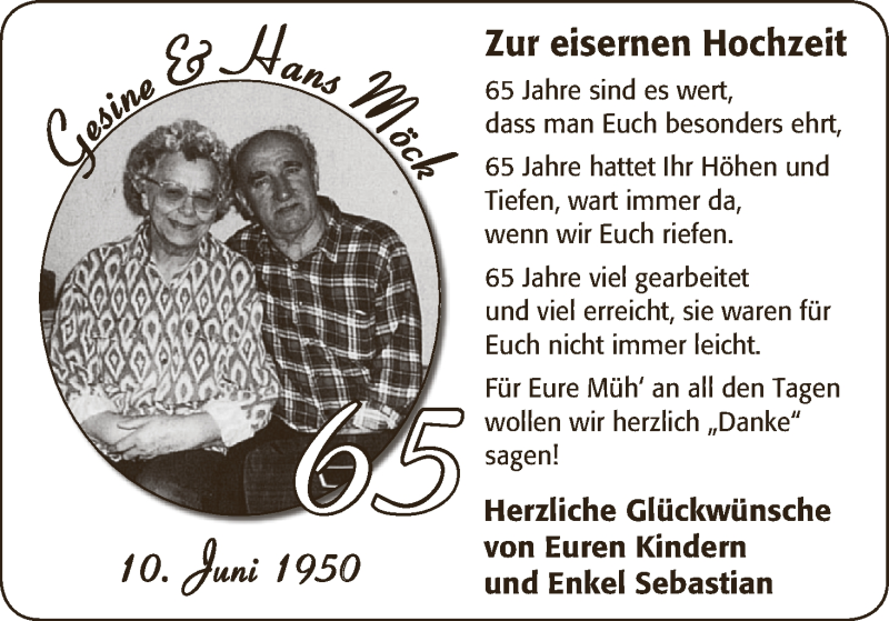 Hochzeitsanzeige von Gesine Möck von WESER-KURIER
