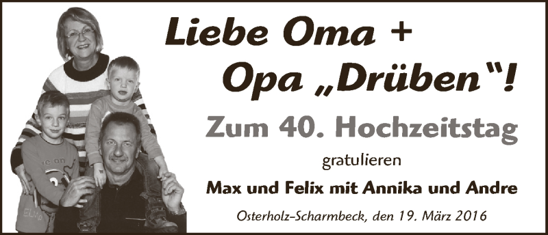 Hochzeitsanzeige von Oma   