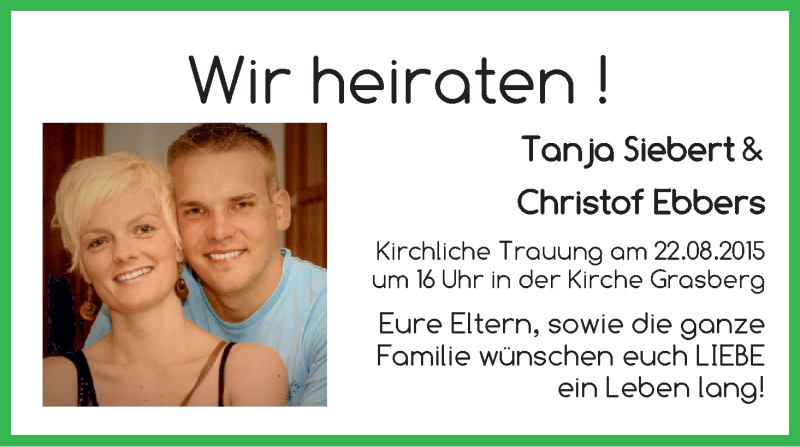 Hochzeitsanzeige von Tanja Siebert von WESER-KURIER