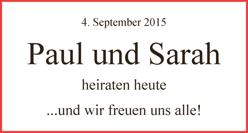 Hochzeitsanzeige von Paul  von WESER-KURIER