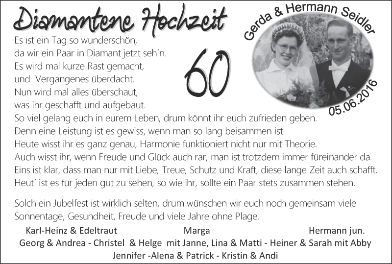 Hochzeitsanzeige von Gerda Seidler von Die Norddeutsche
