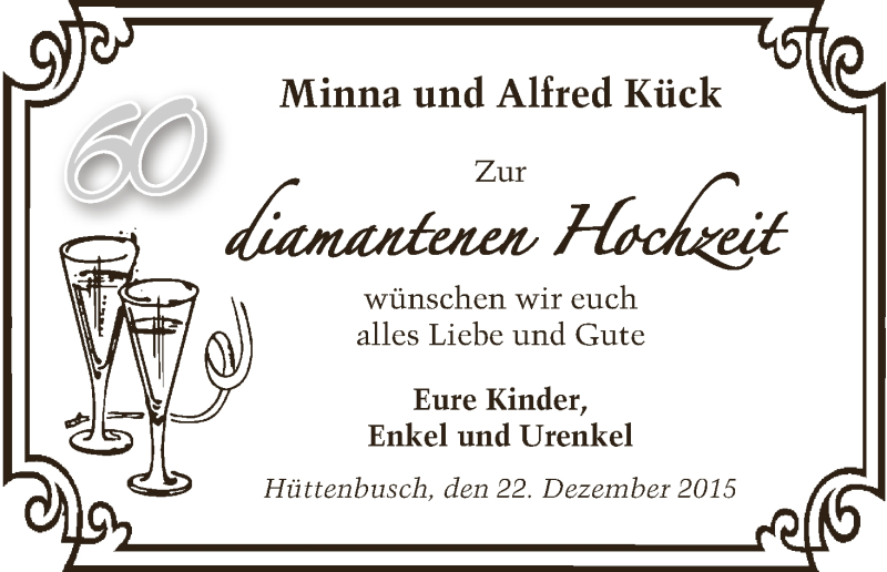 Hochzeitsanzeige von Minna Kück von Osterholzer Kreisblatt