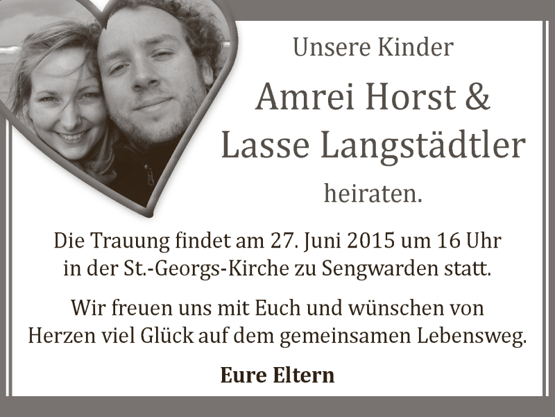 Hochzeitsanzeige von Amrei Horst von WESER-KURIER