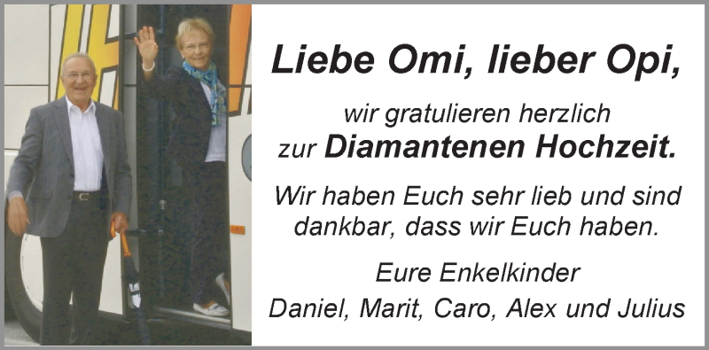 Hochzeitsanzeige von Omi  von WESER-KURIER